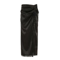 Damen eleganter Satin-Abendrock mit raffinierten Rüschen und Spitzenakzenten EB