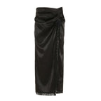 Damen eleganter Satin-Abendrock mit raffinierten Rüschen und Spitzenakzenten EB