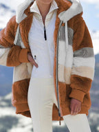 Damen Fleecejacke mit modernen Farbblöcken und praktischen Taschen EB