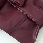 Damen elegante Kunstlederjacke mit tailliertem Schnitt und Bindegürtel EB