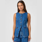 Damen Jeansweste mit tailliertem Schnitt und praktischen Taschen EB