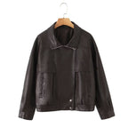 Damen Kunstlederjacke mit lässigem Schnitt und praktischen Taschen EB