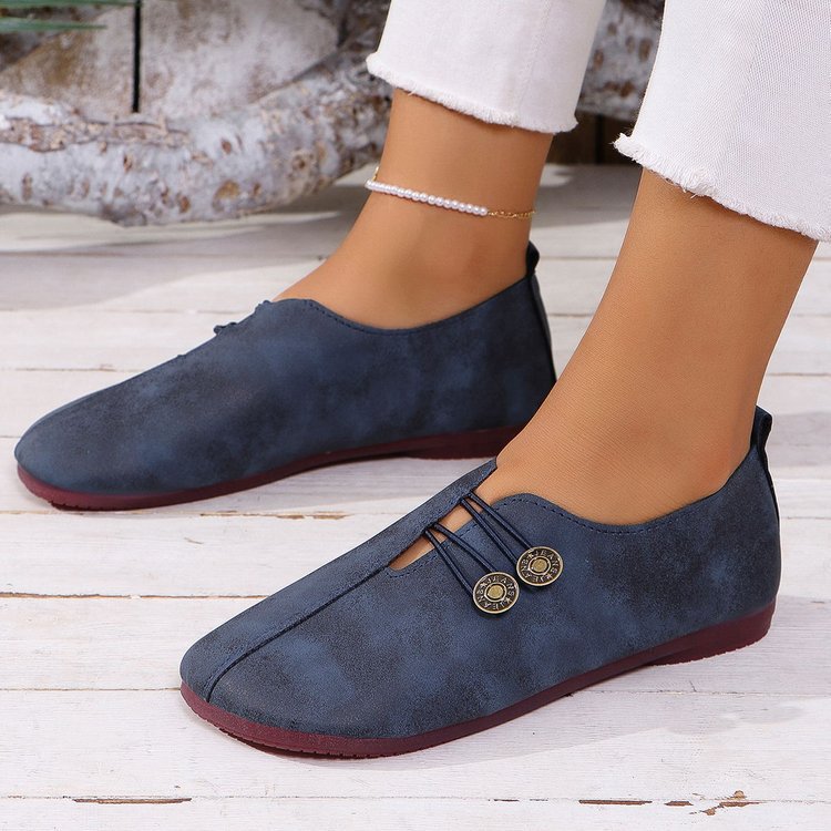 Damen komfortable Slipper mit modischen Knopfdetails EB