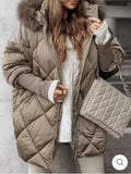 Damen gestepptes Winterparka mit abnehmbarer Kapuze EB