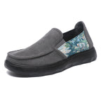 Damen Bequeme Slip-On Schuhe mit floralem Stoffeinsatz EB