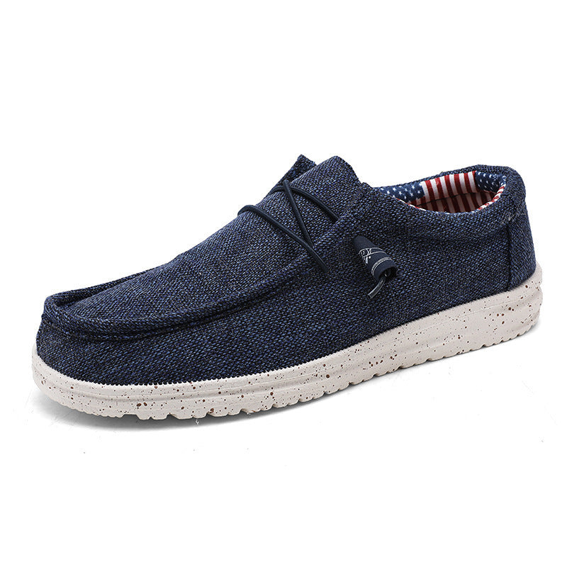 Unisex nan melierter Strick-Mokassin-Slipper mit elastischem Kordelzug und gedämpfter EVA-Laufsohle EB