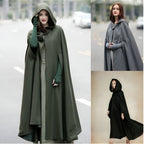 Damen eleganter Umhang mit Kapuze aus hochwertigem Stoff EB