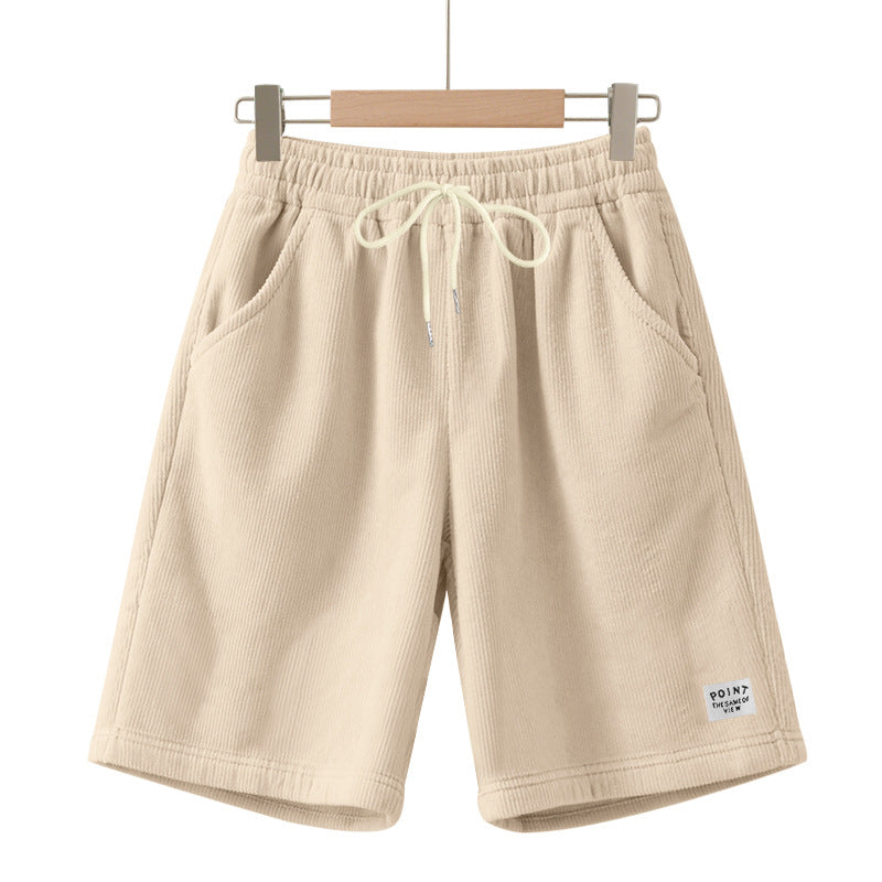 Knielange Lounge-Shorts für Herren in Rippenstruktur mit Kordelzug