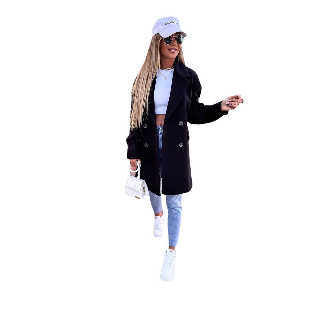 Damen eleganter und strukturierter Mantel im doppelten Design EB