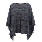 Damen kuscheliger Poncho mit fransigen Details EB