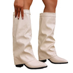 Damen Elegante, knöchelhohe Stiefeletten aus weichem Kunstleder mit modischem Falten-Design EB