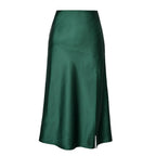 Damen eleganter Midirock aus satinierter Viskose EB
