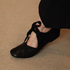 Damen elegante Ballerinas mit dekorativem Schleifenakzent EB