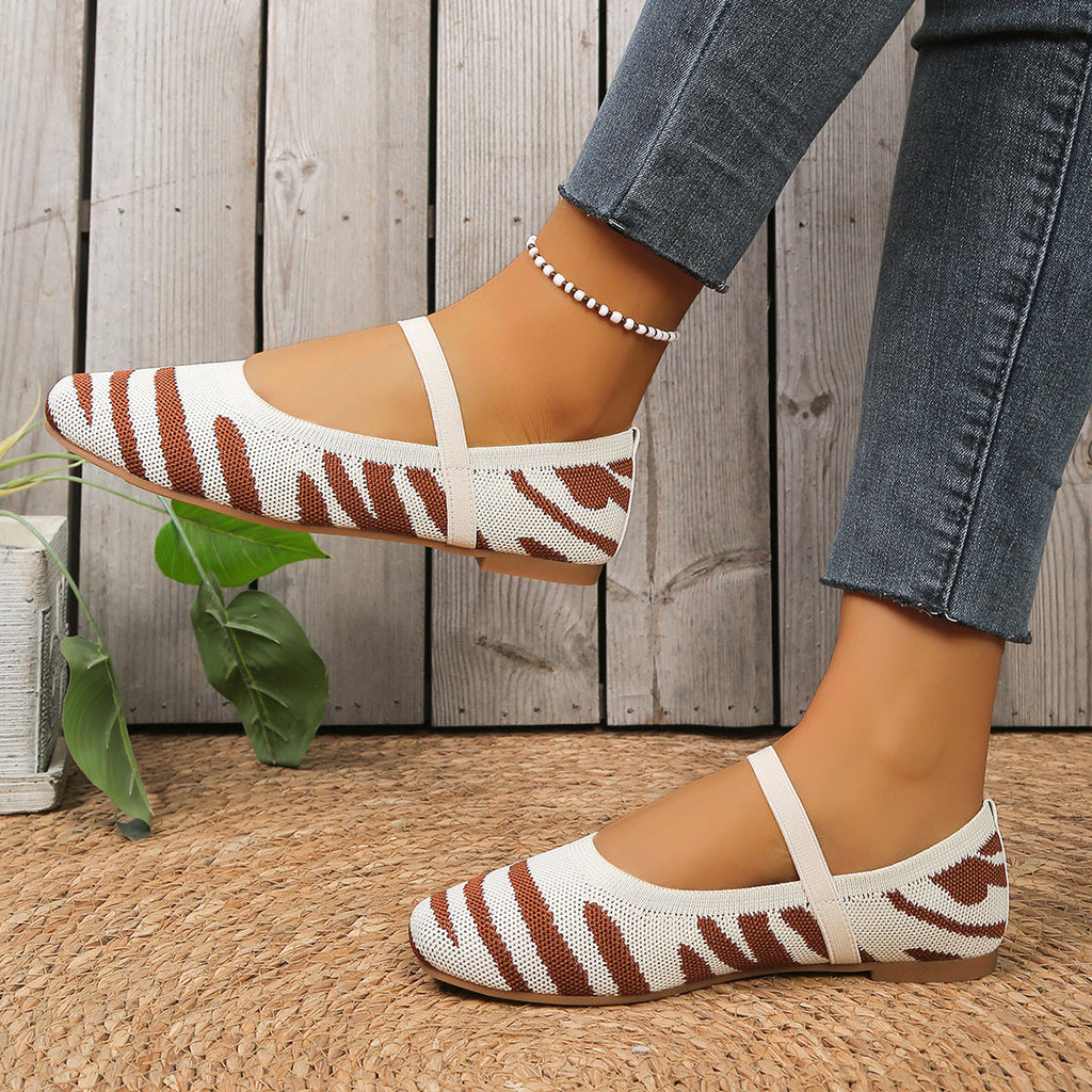 Damen bequeme Ballerinas mit elastischem Riemen EB