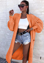 Damen Langer Strickmantel mit oversized Ärmeln und praktischen Taschen EB