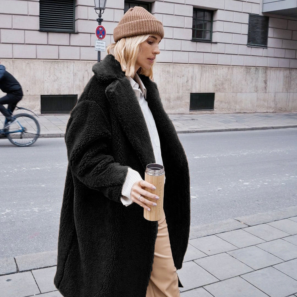 Damen Kuscheliger Oversized-Mantel aus Teddyfleece EB