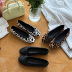 Damen Ballerinas im modernen Tierfell-Look mit elegantem Riemchen EB