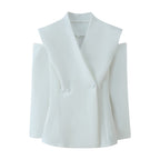 Damen elegante Blazerjacke mit modernem Schnitt und außergewöhnlichem Kragen EB