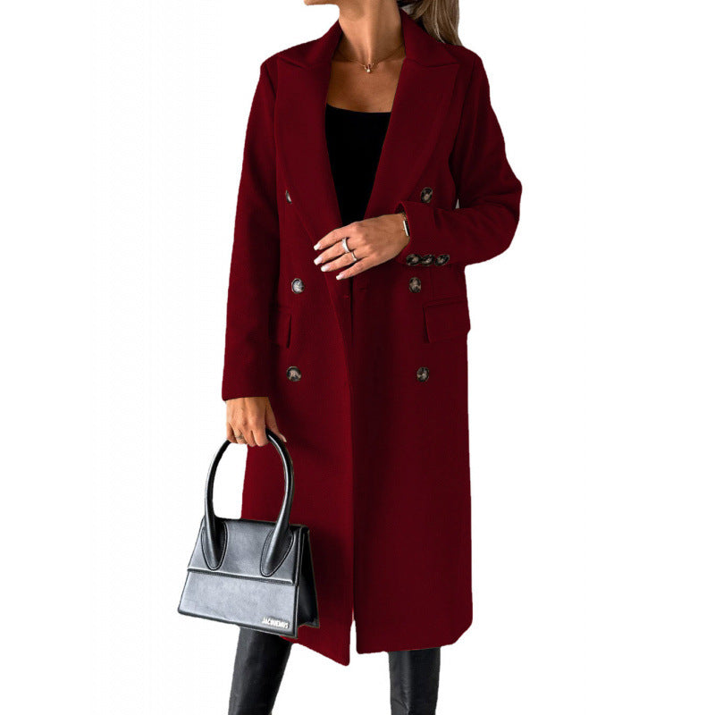 Damen Eleganter Doppelreihiger Mantel mit hochmodernem Schnitt EB