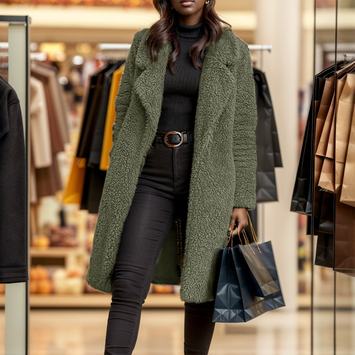 Damen Kuscheliger Sherpa-Mantel EB