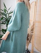 Damen Oversized Strickmantel mit lässigem V-Ausschnitt und luftiger Maschenstruktur EB