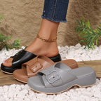 Damen Bequeme Riemchen-Sandalen mit modischem Schnallenverschluss EB