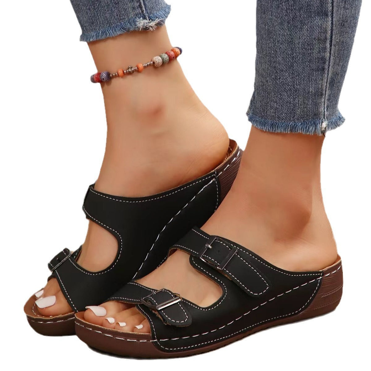 Damen Bequeme Clogs mit verstellbaren Doppelschnallen EB