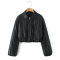 Damen Kunstleder Bikerjacke im lässigen Cropped-Design EB