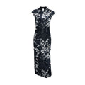 Damen Elegantes Maxikleid mit floralem Druck und Stehkragen EB