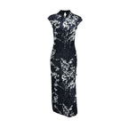 Damen Elegantes Maxikleid mit floralem Druck und Stehkragen EB