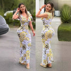Damen Elegantes Maxikleid mit exklusivem Print und figurbetontem Schnitt EB