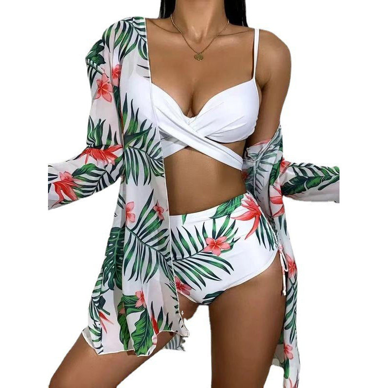 Damen Blütenmuster Strandkimono mit lässigem Schnitt EB