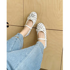 Damen Ballerinas mit elegantem Riemchen und klassischem Punkte-Design EB