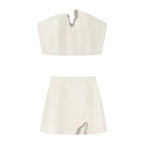 Damen Crop-Top und Mini-Rock Set mit dekorativem Detail EB