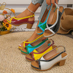 Damen Slingback-Pumps mit modernem Glanz und hohem Blockabsatz EB
