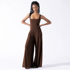 Damen Jumpsuit mit weit geschnittenem Bein und tiefem Rückenausschnitt EB