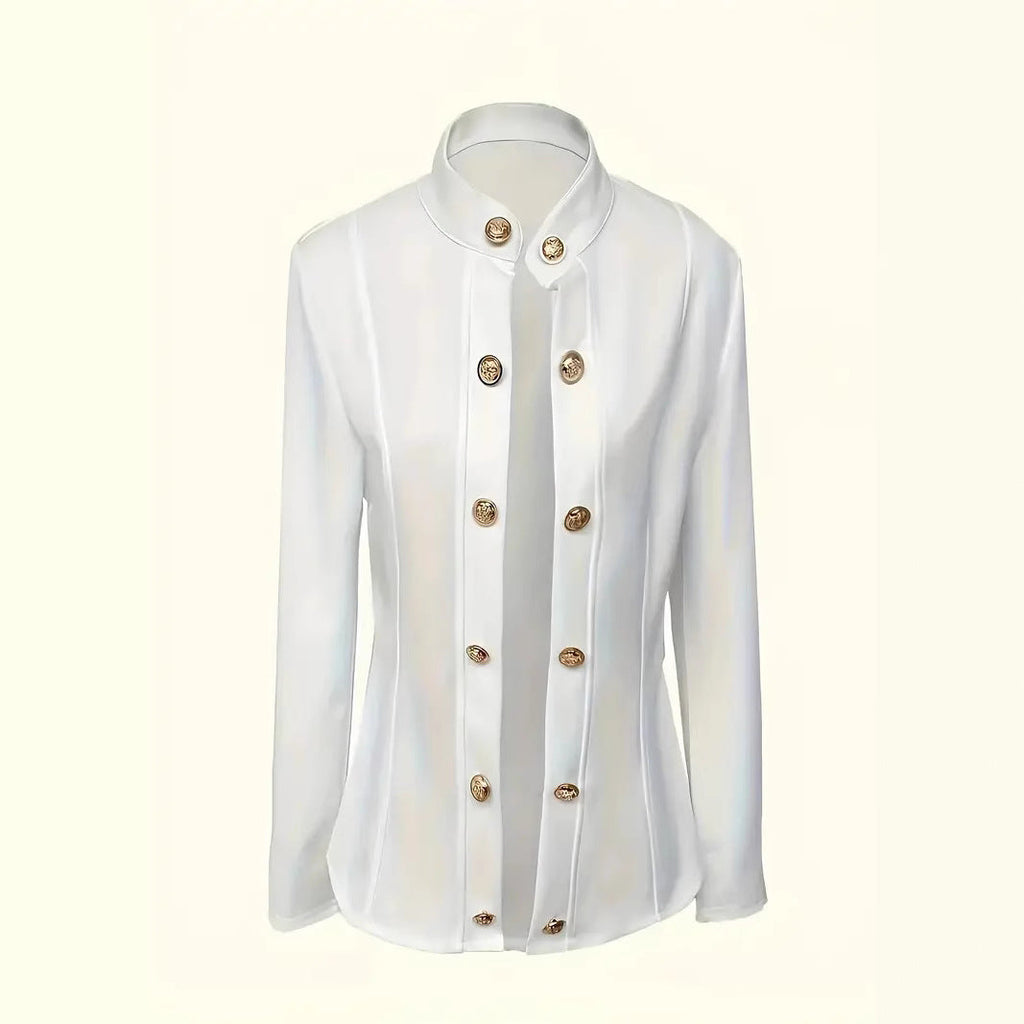 Damen elegante Couture-Jacke mit Schmuckknöpfen und tailliertem Schnitt EB