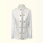 Damen elegante Couture-Jacke mit Schmuckknöpfen und tailliertem Schnitt EB