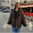 Damen Kunstlederjacke mit Teddyfutter EB