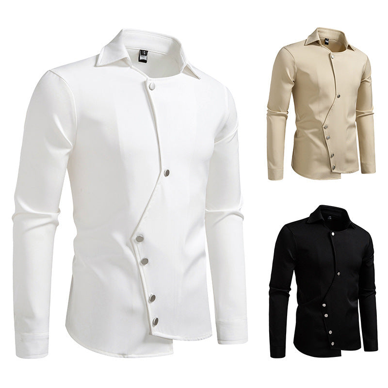 Herren Hemd mit asymmetrischem Knopfdesign und modernem Kragen EB