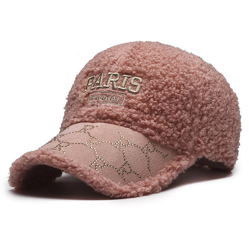 Baseballkappe aus Plüsch-Kunstfell für Damen