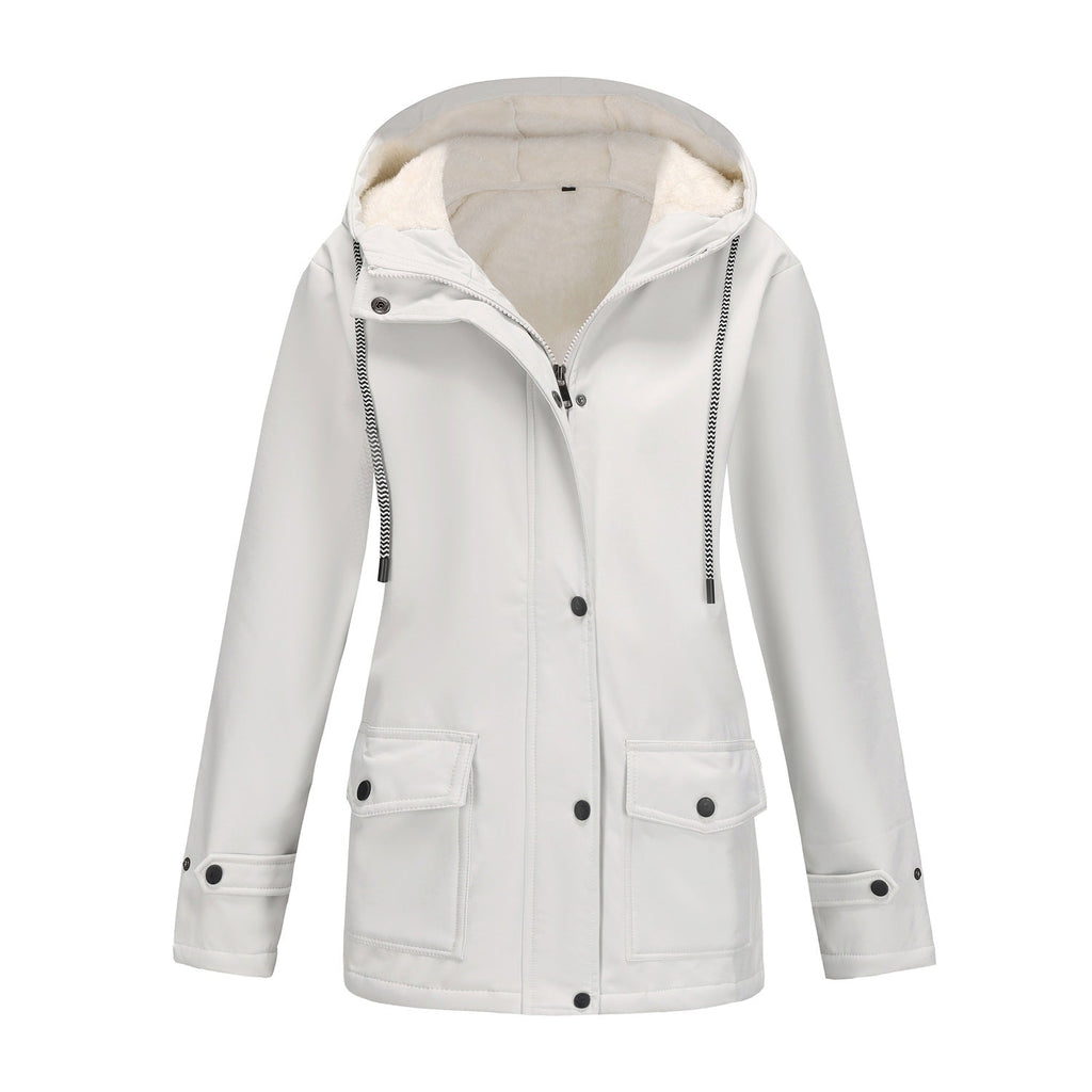 Damen nan wasserabweisender Parka mit Teddyfutter verstellbarer Kapuze und aufgesetzten Taschen EB