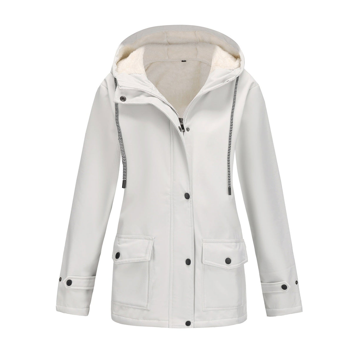 Damen nan wasserabweisender Parka mit Teddyfutter verstellbarer Kapuze und aufgesetzten Taschen EB