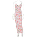 Damen Elegantes figurbetontes Maxikleid mit floralem Design EB