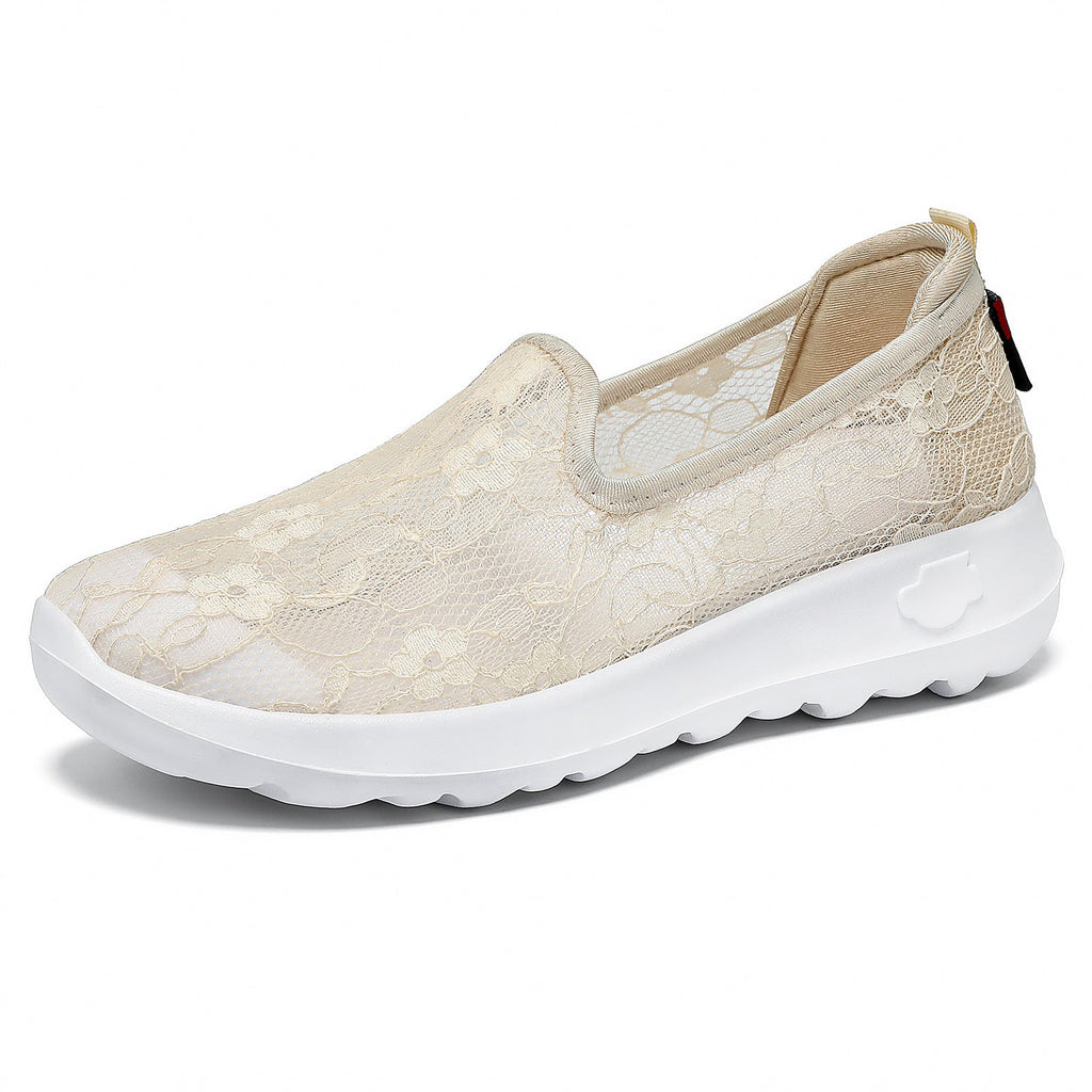 Damen Bequeme Spitzen Slip-On Schuhe EB