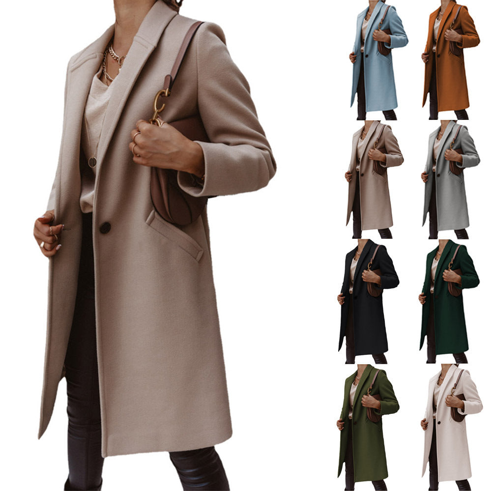 Damen Eleganter Wollmantel mit schmaler Silhouette und praktischen Taschen EB
