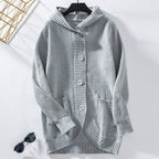 Damen lässiger Strickmantel mit Kapuze EB