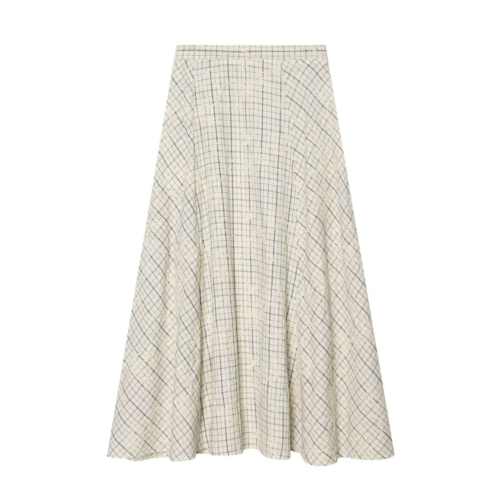 Damen Maxirock mit elegantem Karomuster und fließendem Schnitt EB