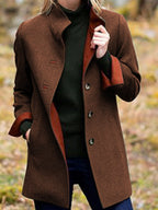 Damen eleganter Wool-Mantel mit hochwertiger Verarbeitung und Taschen EB