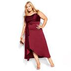 Damen elegantes Hochzeitskleid mit asymmetrischem Saum und Taillengürtel EB